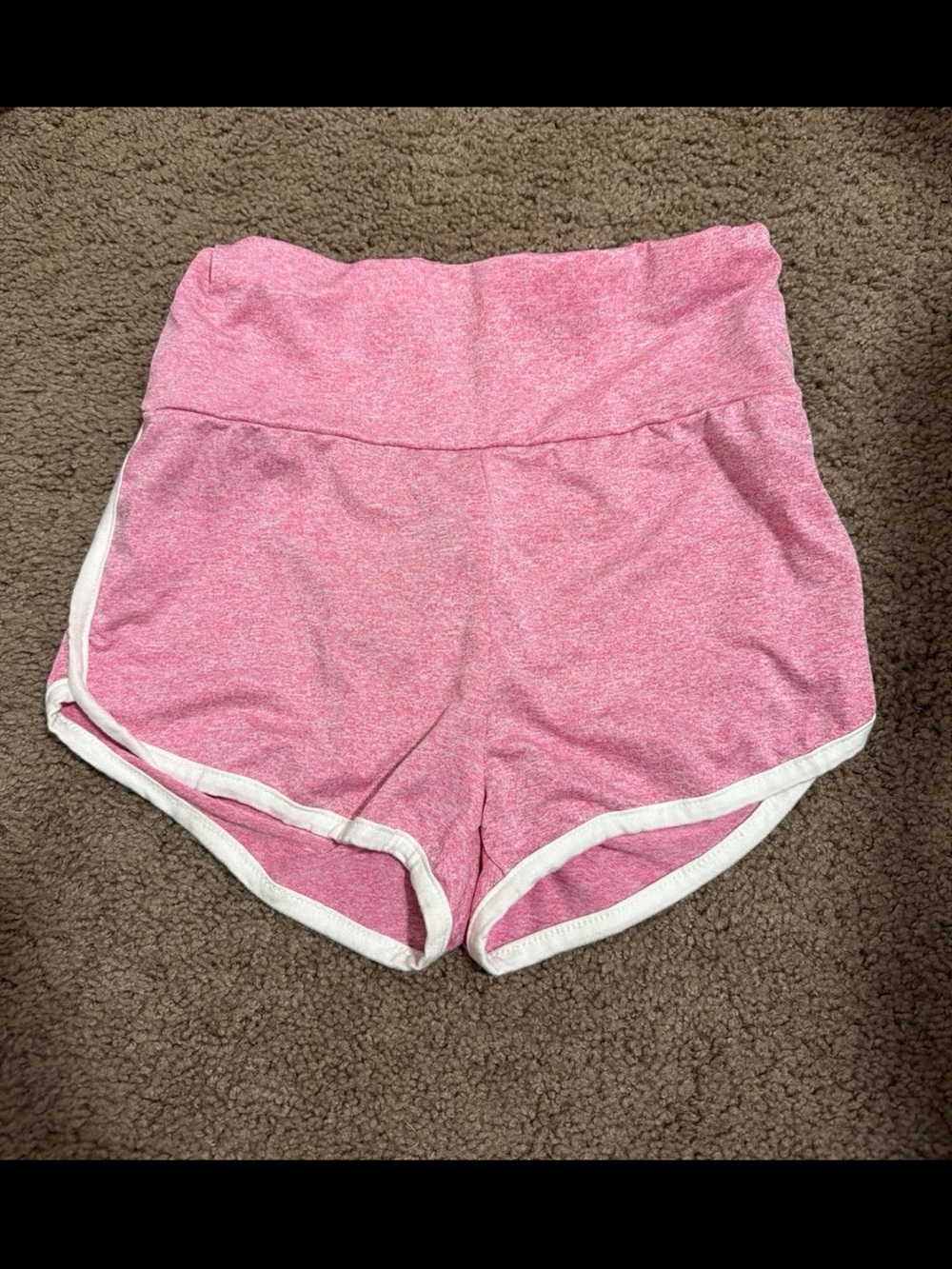 SHEIN Pink Athletic Shorts with White Trim and Ruched Glute Scrunch Back